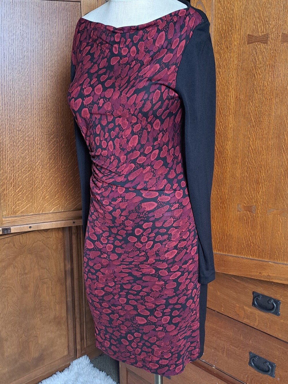 DVF Diane von Furstenberg Kirby Silk Blend Ruched Sheath Dress Sz 8 - Picture 2 of 12